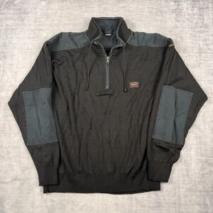 Paul & Shark‎ Sweatshirt Mens Medium Black Quarter 1/4 Zip Jumper Elbow Patch